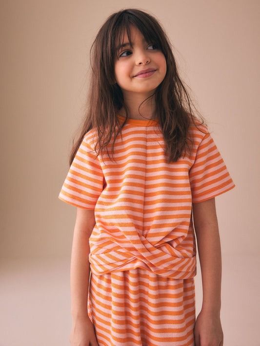 Dsiney Kidz - Orange Stripe Wrap Top And Wide Leg Set (3-16yrs) image 2