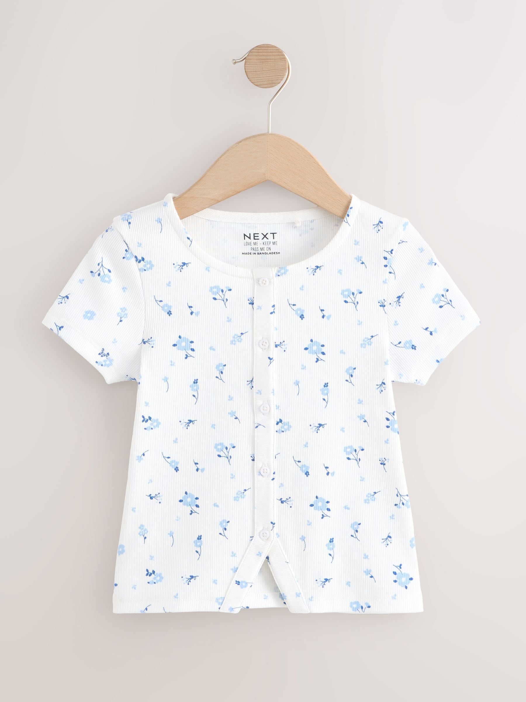 Dsiney Kidz - White Ditsy Floral Short Sleeve Ribbed Cardigan (3-16yrs) image 4