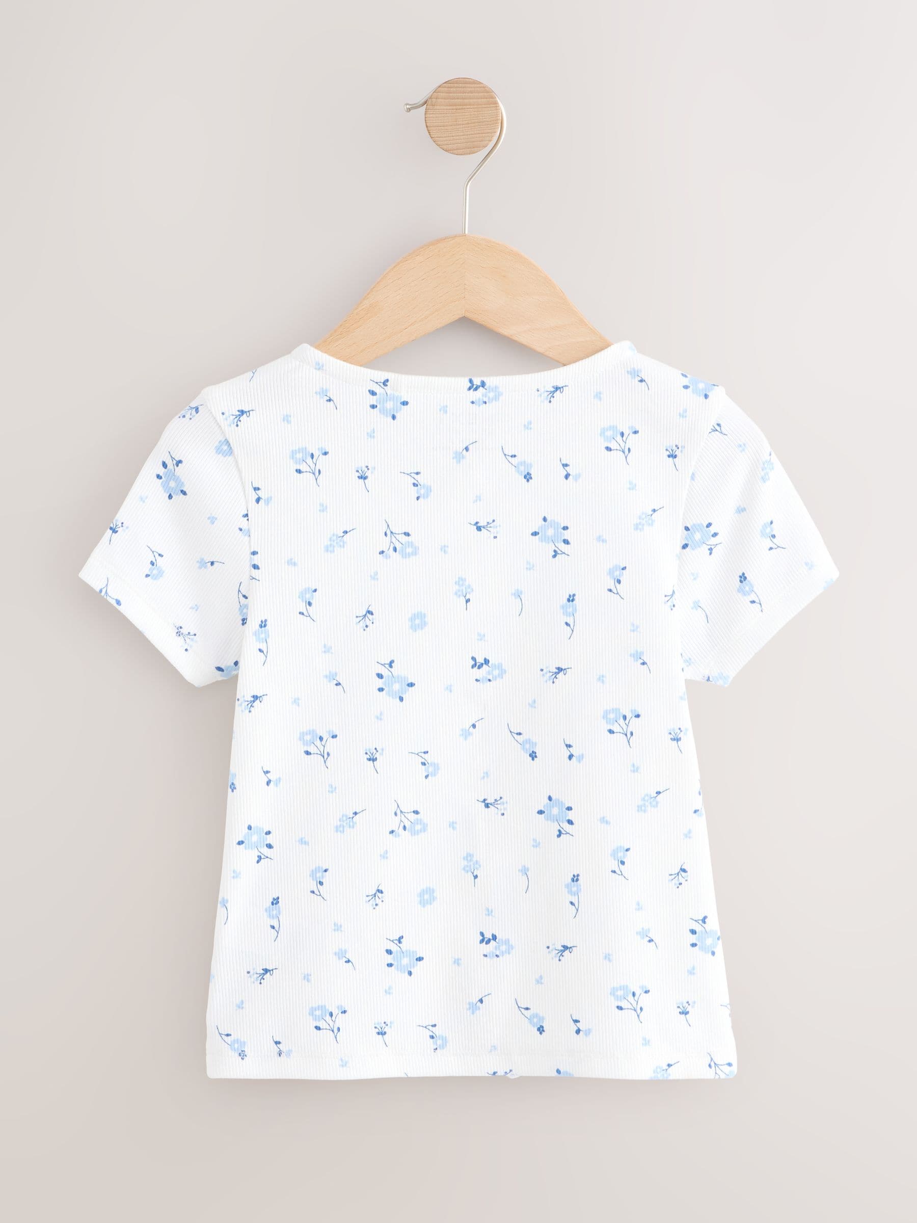 Dsiney Kidz - White Ditsy Floral Short Sleeve Ribbed Cardigan (3-16yrs) image 5