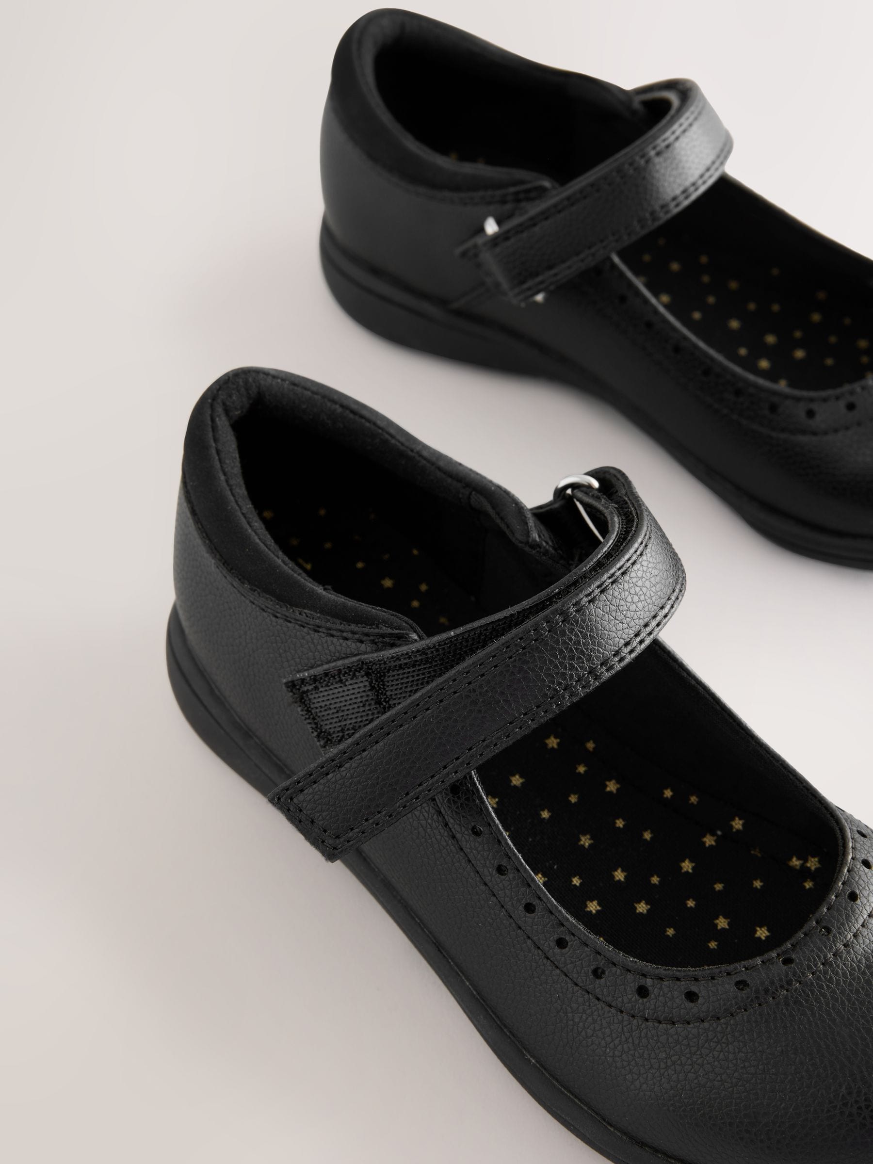 Black Matt Wide Fit (G) School Brogue Detail Mary Jane Shoes image 5