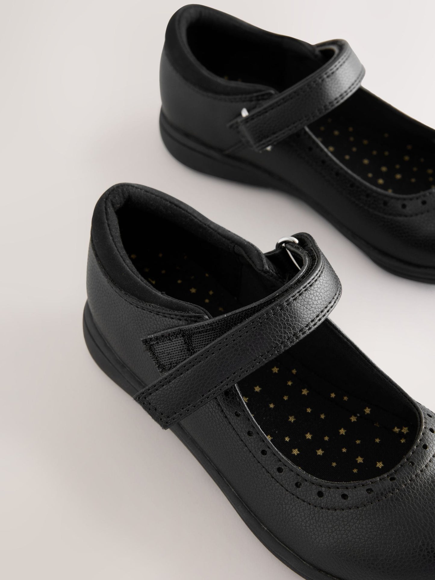 Black Matt Standard Fit (F) School Brogue Detail Mary Jane Shoes image 5