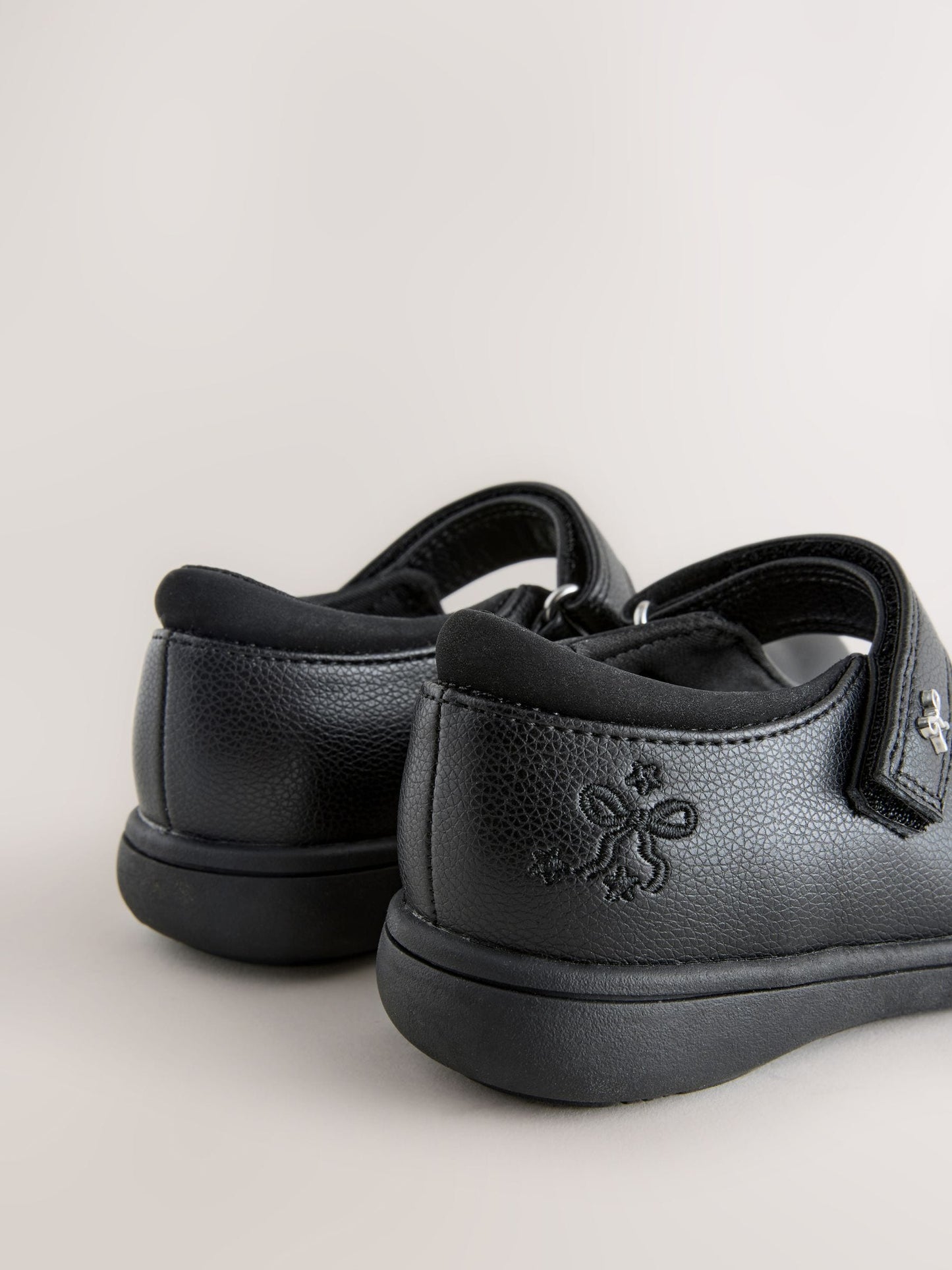 Black Matt Standard Fit (F) Embroidery Bow Mary Jane School Shoes image 4