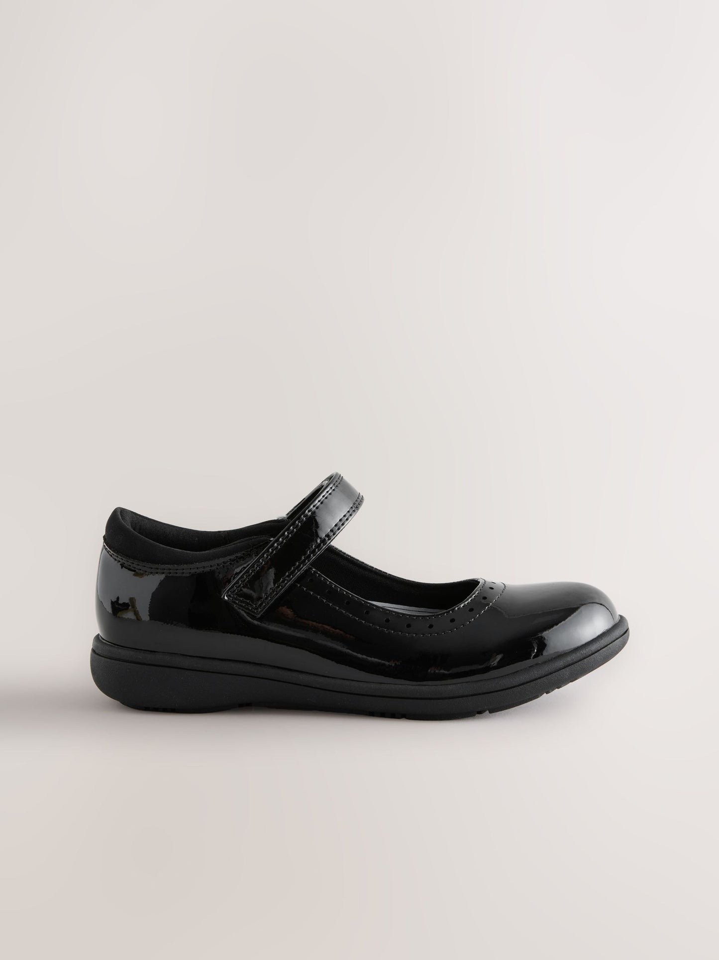 Black Patent Standard Fit (F) School Brogue Detail Mary Jane Shoes image 2