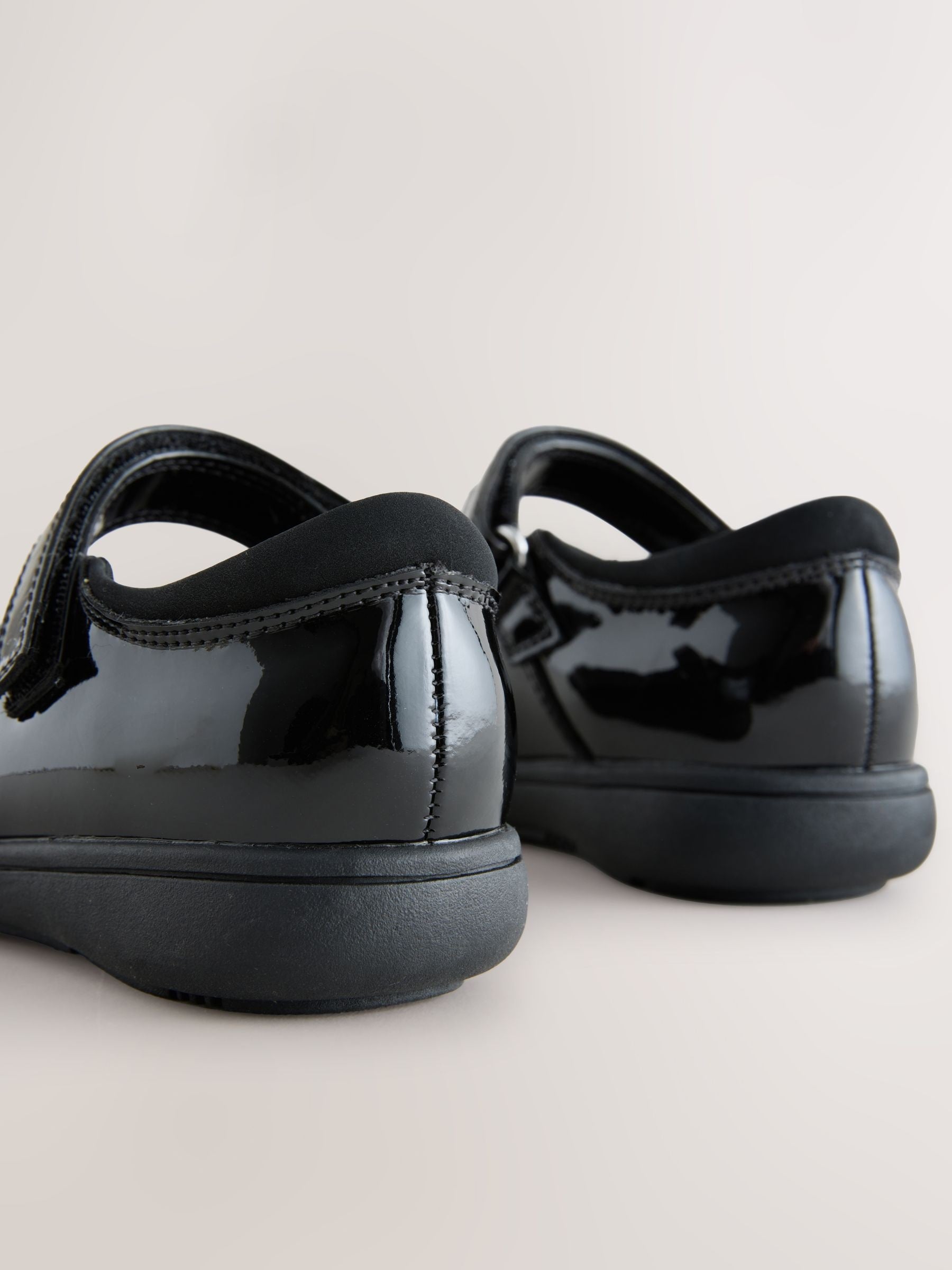 Black Patent Standard Fit (F) School Brogue Detail Mary Jane Shoes image 4