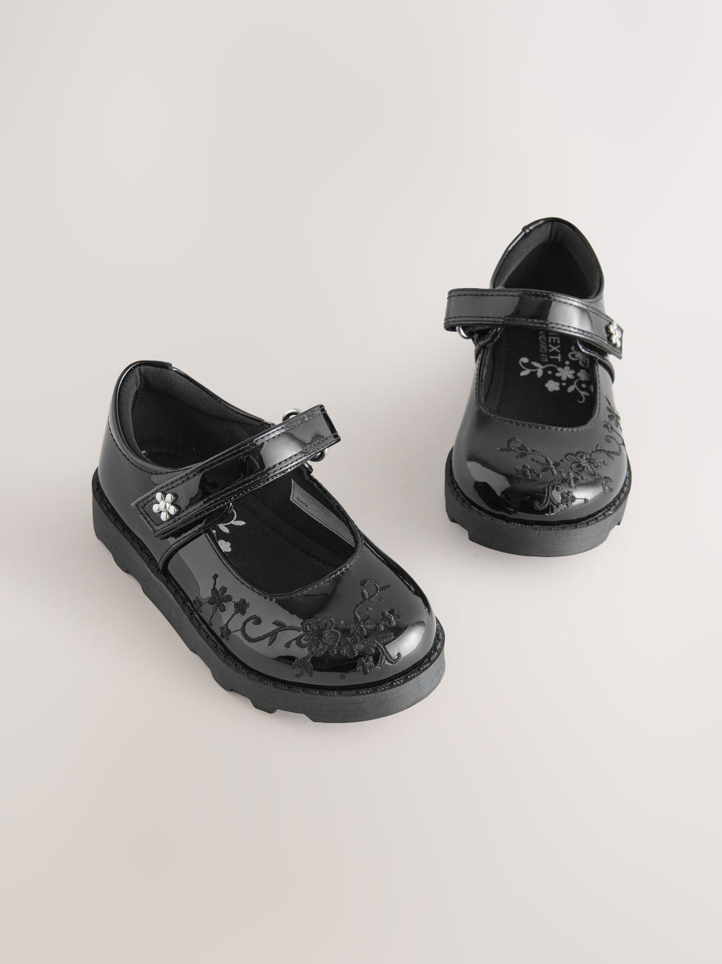 Black Embroidered Junior School Mary Jane Shoes image 1