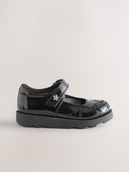 Black Embroidered Junior School Mary Jane Shoes image 2