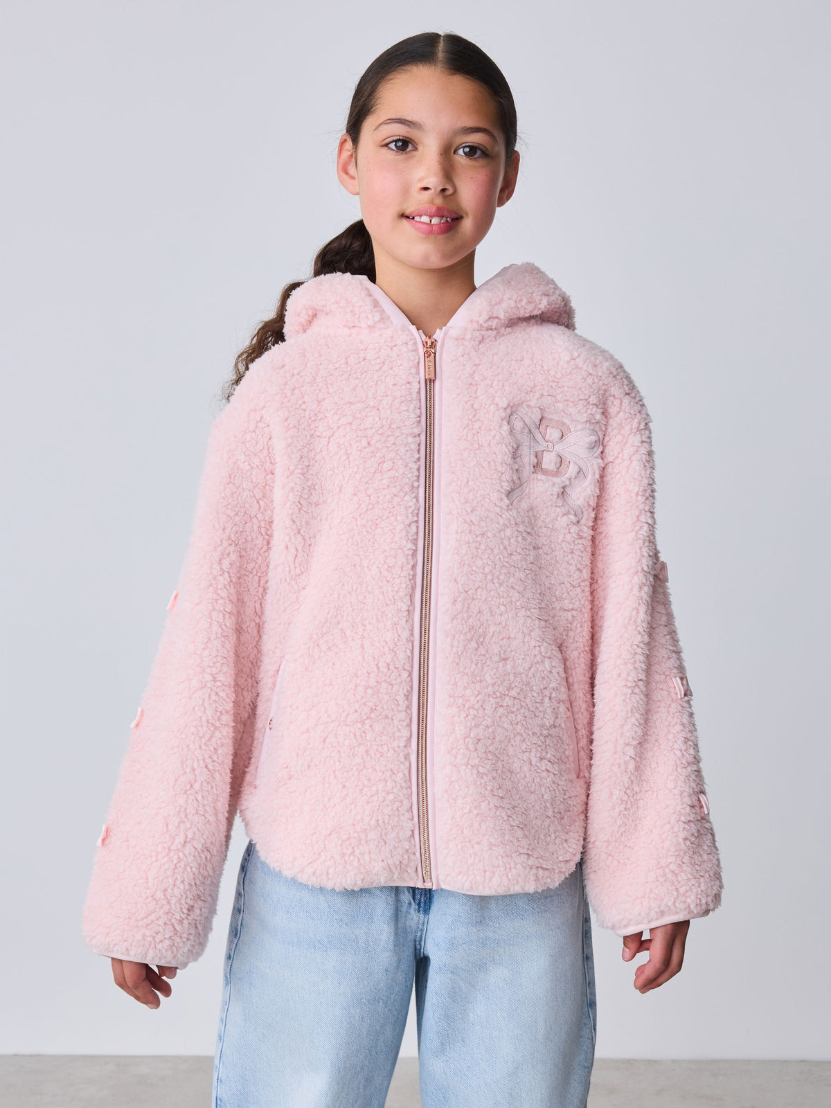 Baker by Ted Baker Pink Zip-Through Hooded Bow Fleece - image 2