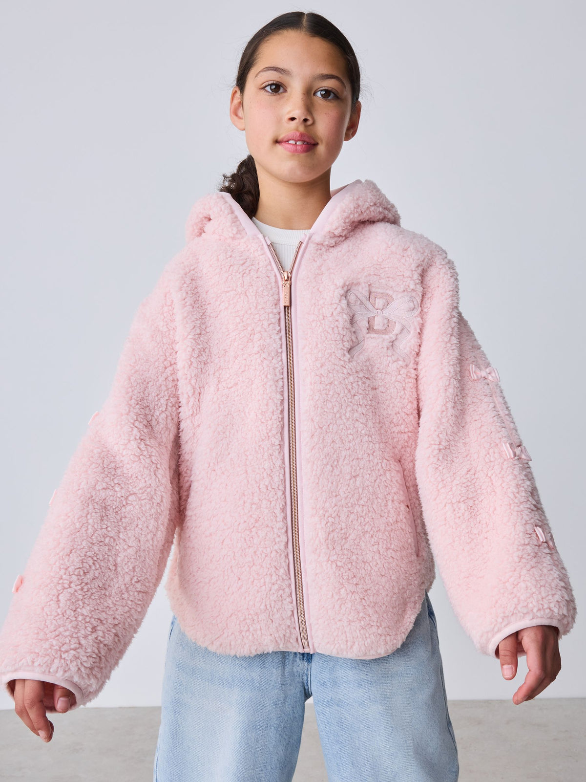Baker by Ted Baker Pink Zip-Through Hooded Bow Fleece - image 3