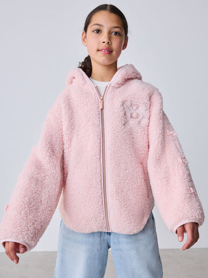 Baker by Ted Baker Pink Zip-Through Hooded Bow Fleece - image 3