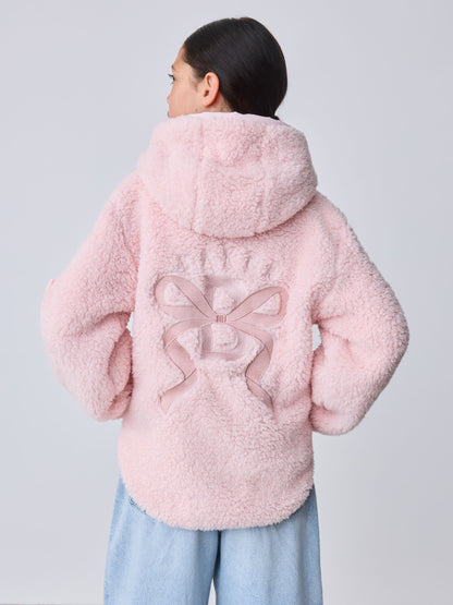 Baker by Ted Baker Pink Zip-Through Hooded Bow Fleece - image 4