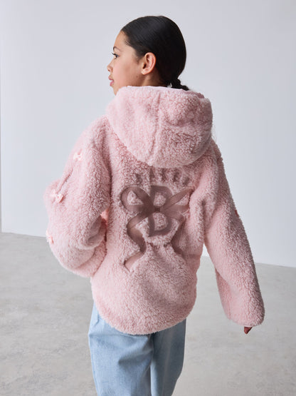 Baker by Ted Baker Pink Zip-Through Hooded Bow Fleece - image 5