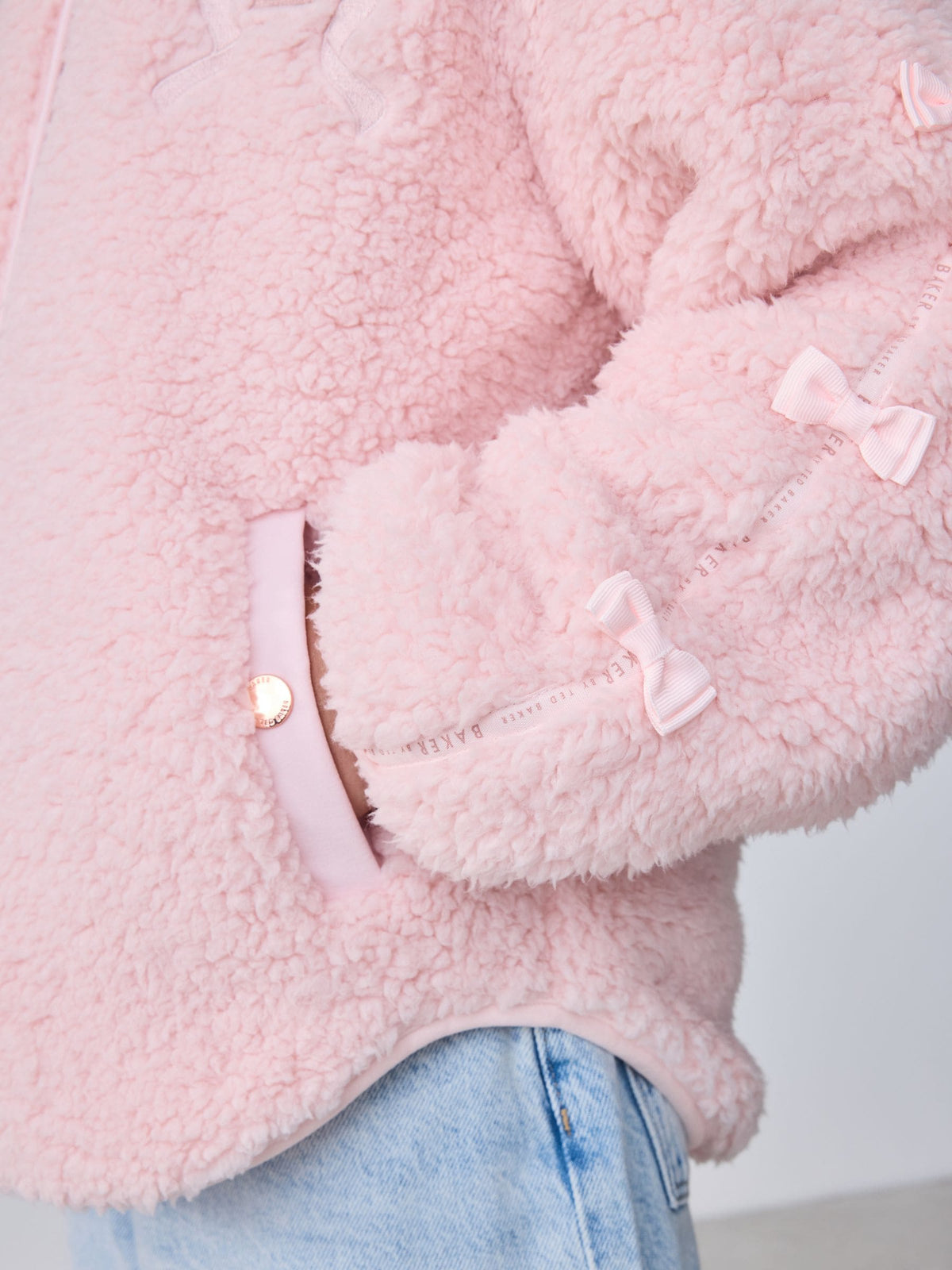 Baker by Ted Baker Pink Zip-Through Hooded Bow Fleece - image 6