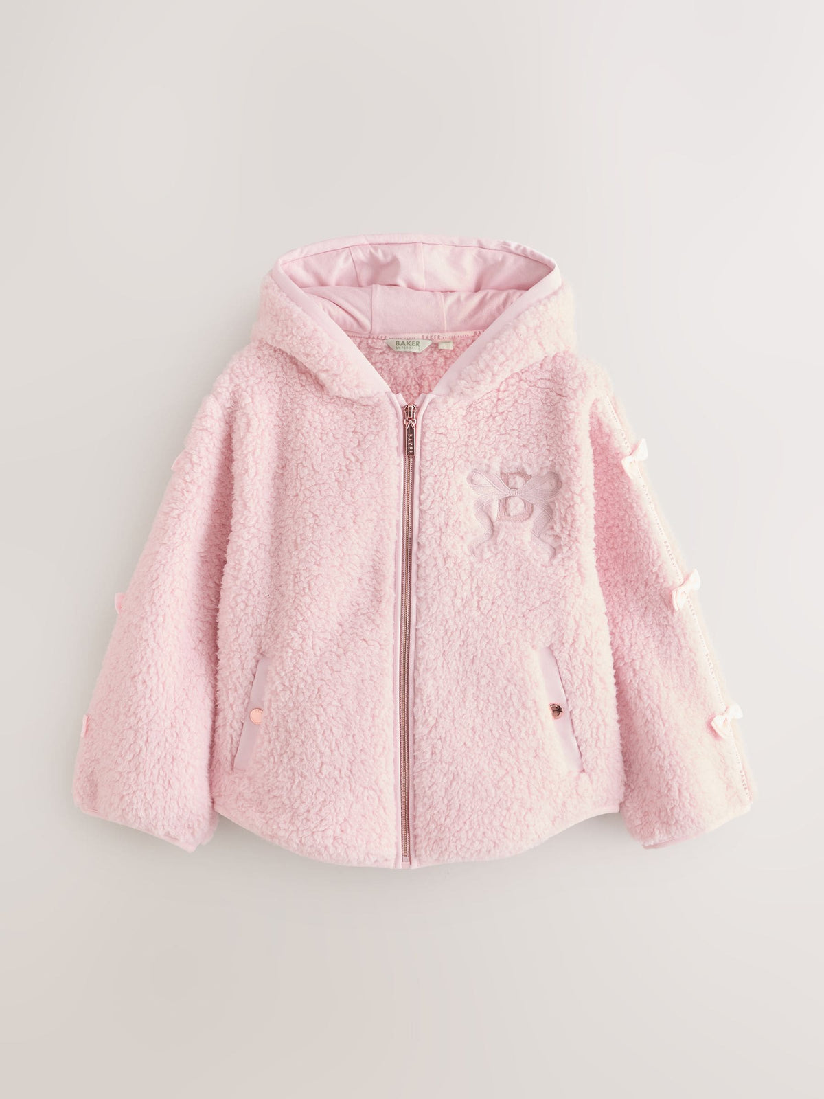 Baker by Ted Baker Pink Zip-Through Hooded Bow Fleece - image 9