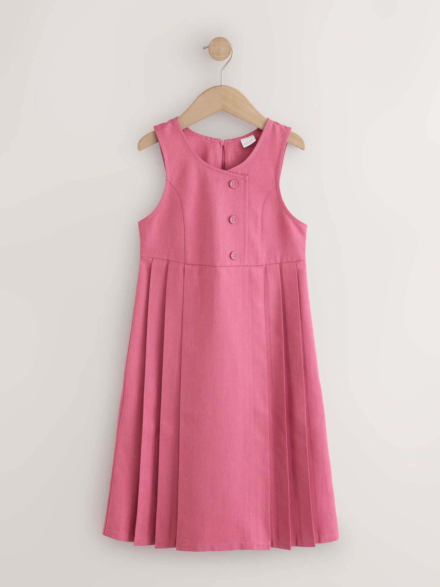 Dsiney Kidz - Pink Asymmetric Button Front Long Pinafore School Dress (3-14yrs) image 5