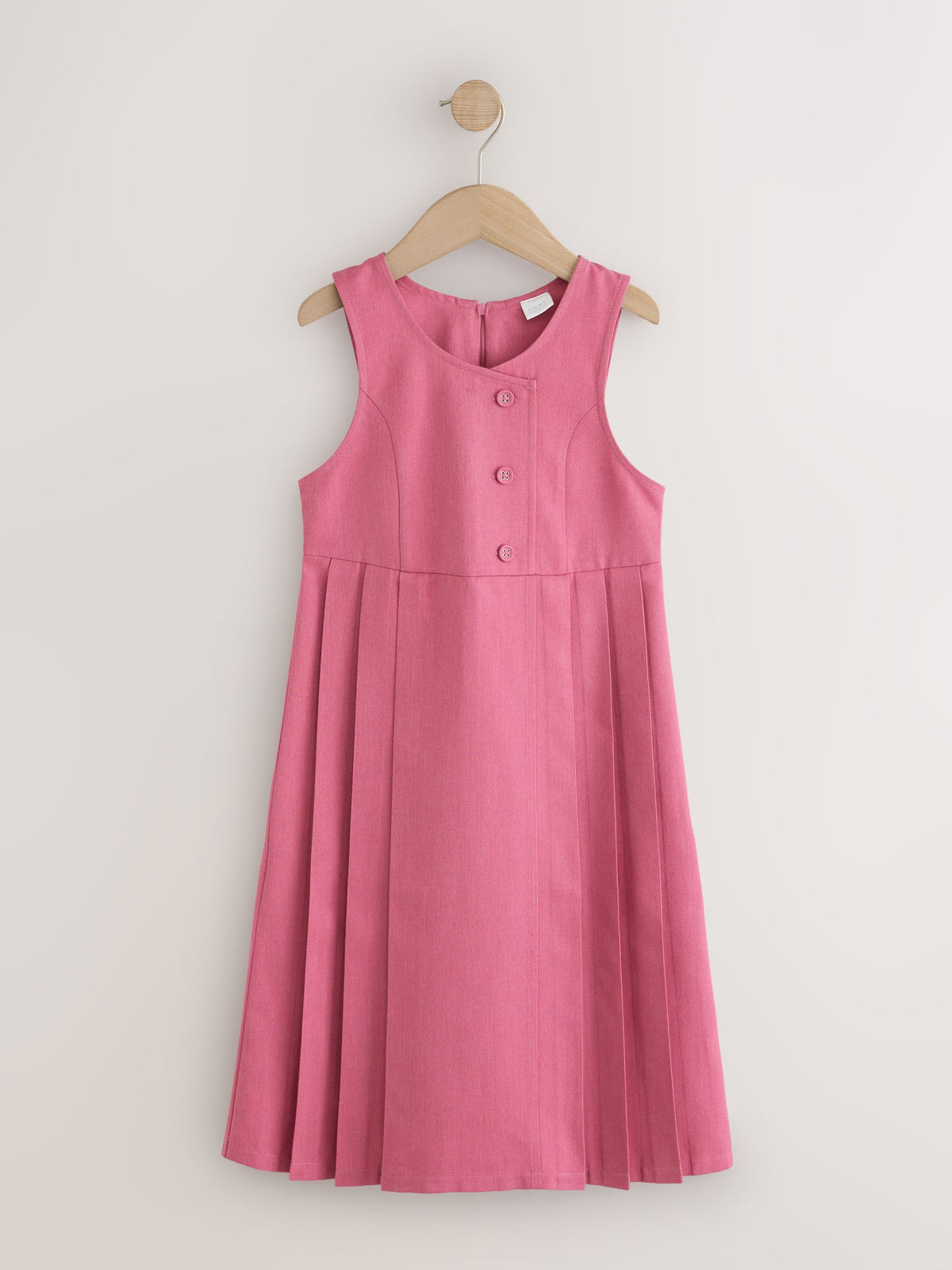 Dsiney Kidz - Pink Asymmetric Button Front Long Pinafore School Dress (3-14yrs) image 5