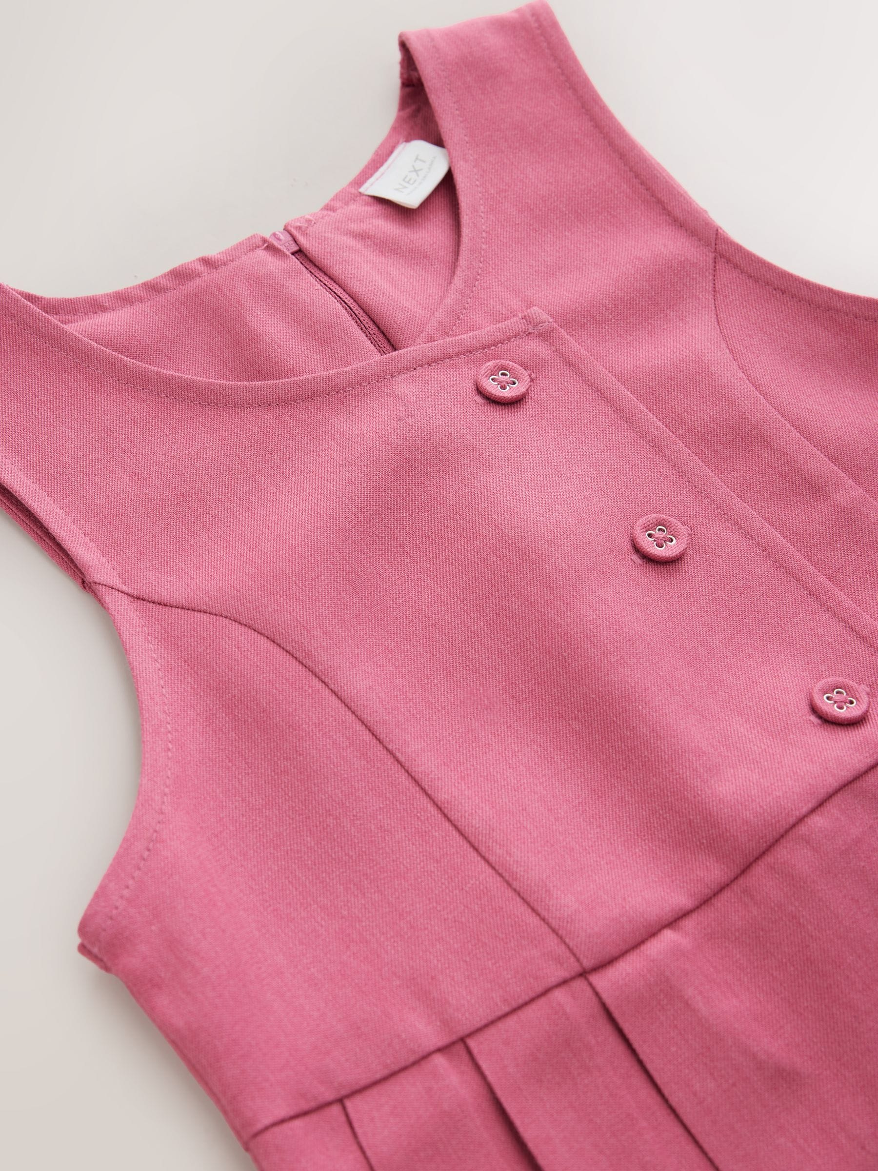 Dsiney Kidz - Pink Asymmetric Button Front Long Pinafore School Dress (3-14yrs) image 8