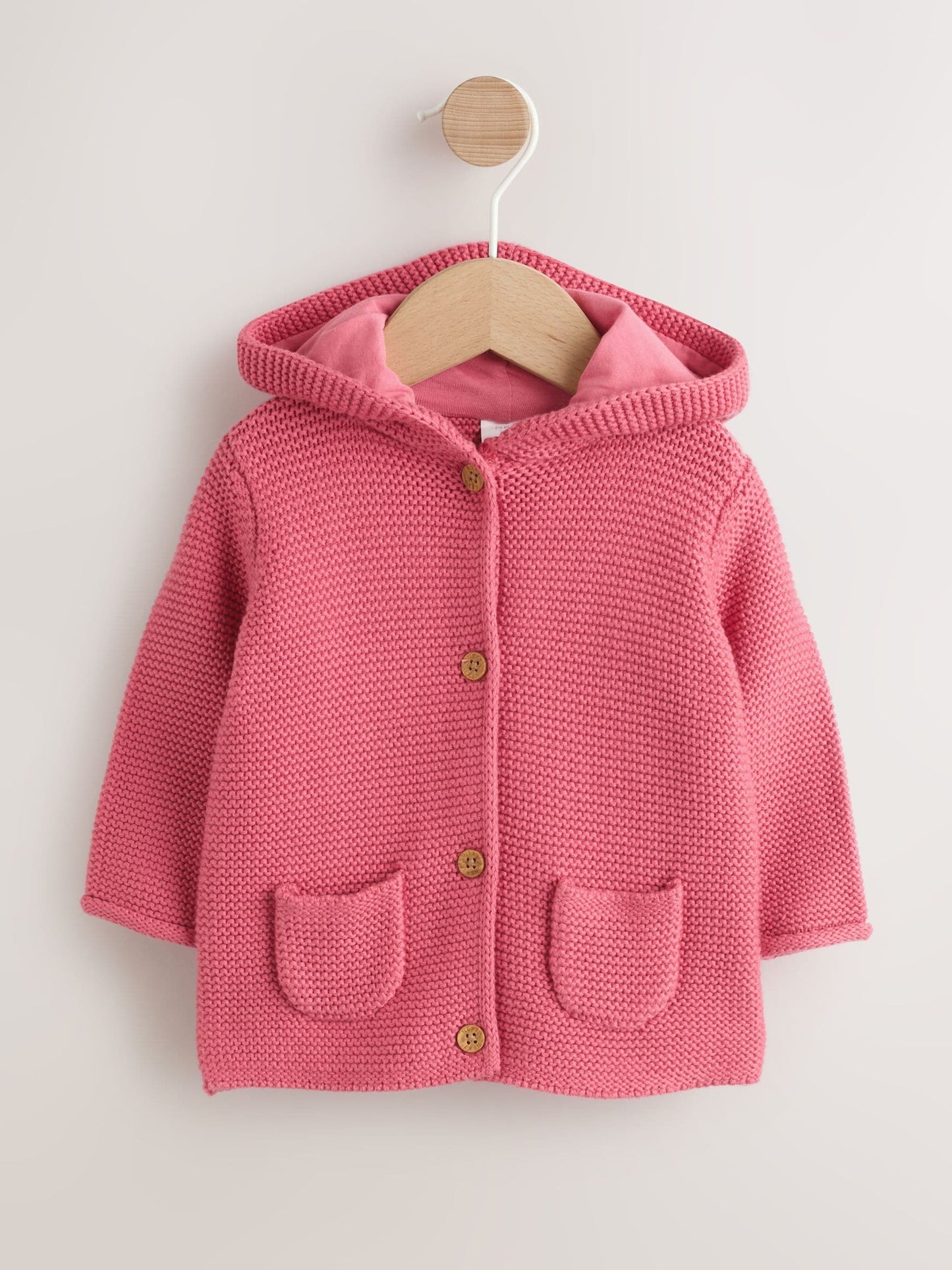 Dsiney Kidz - Raspberry Pink Hooded Knitted Baby Cardigan (0mths-2yrs) image 1