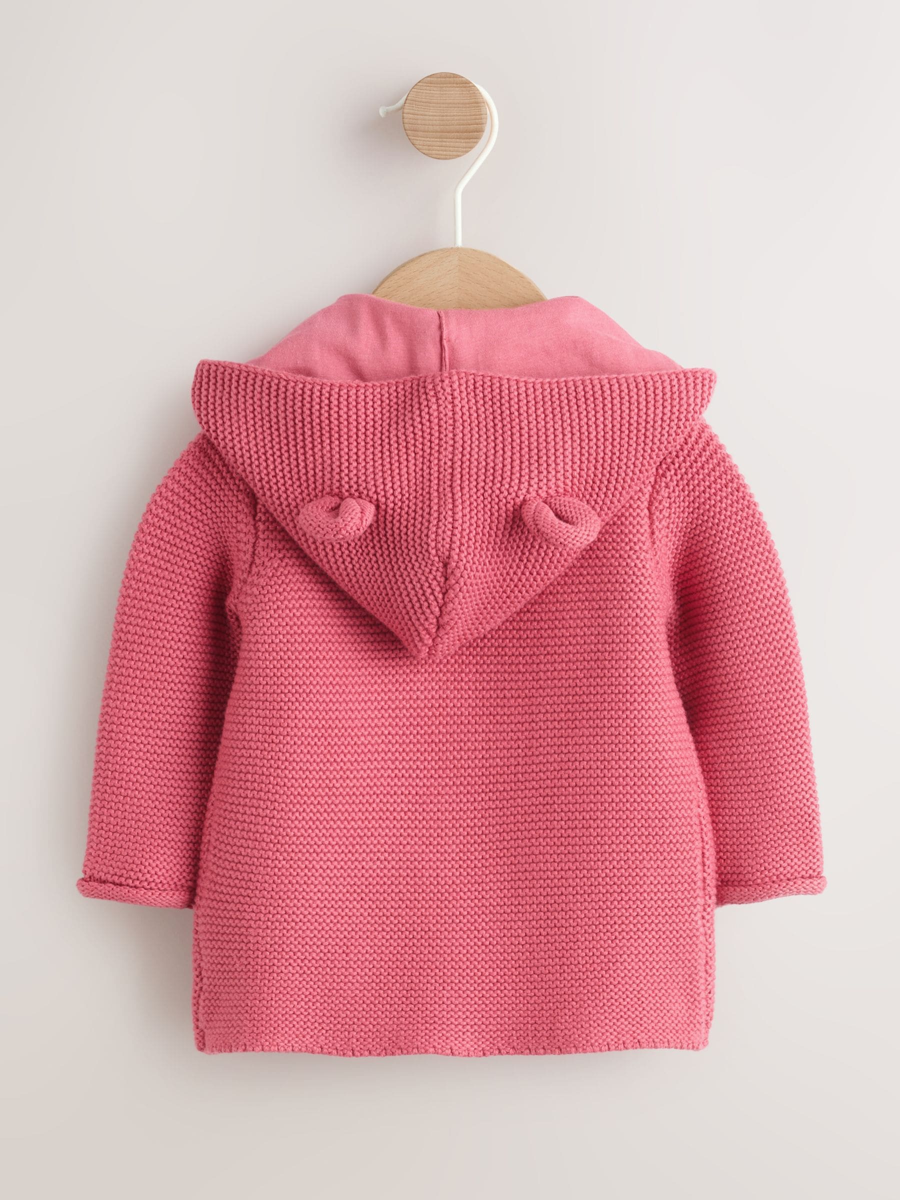 Dsiney Kidz - Raspberry Pink Hooded Knitted Baby Cardigan (0mths-2yrs) image 2