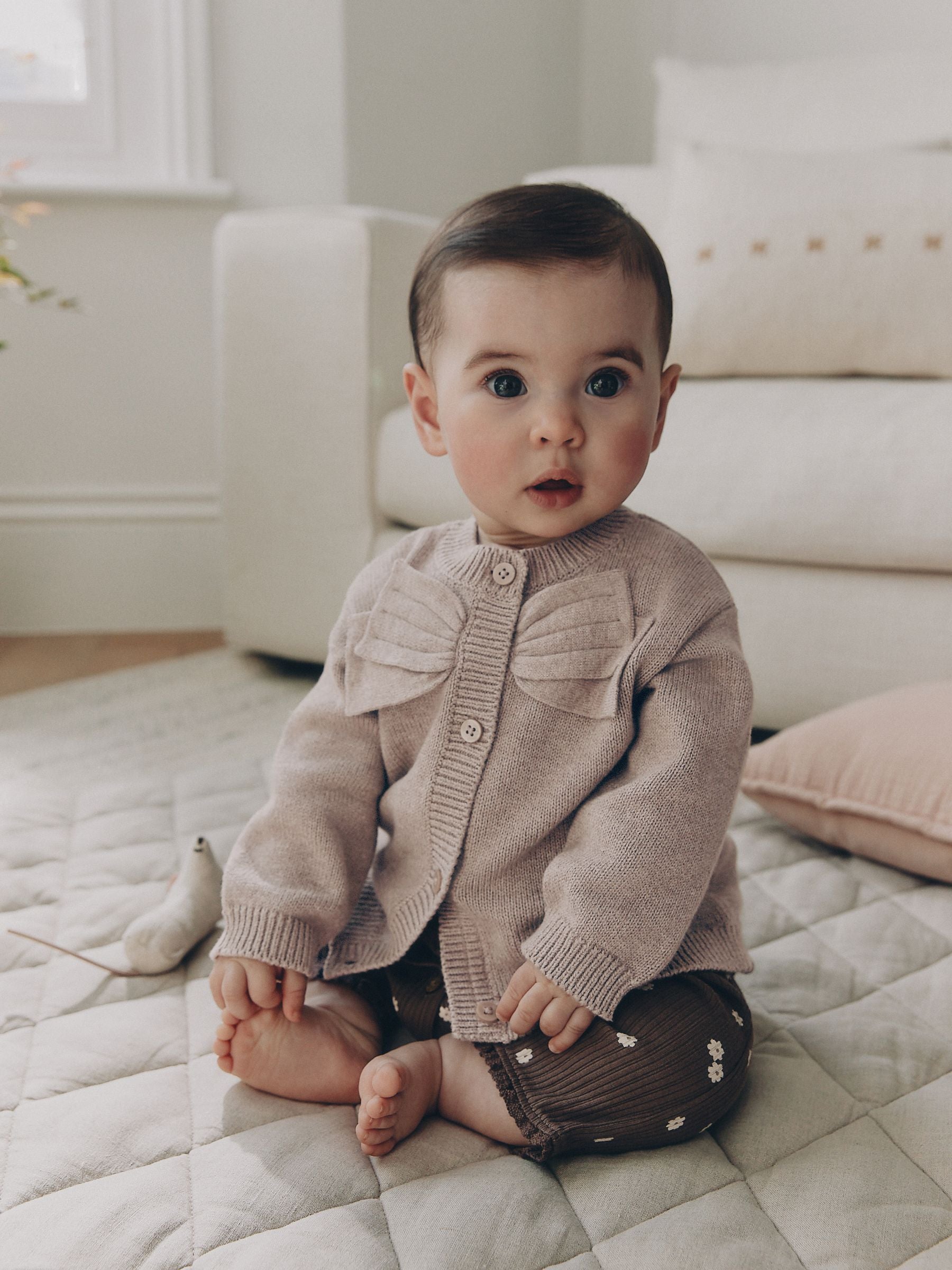 Dsiney Kidz - Brown Bow Knitted Baby Cardigan (0mths-2yrs) image 1