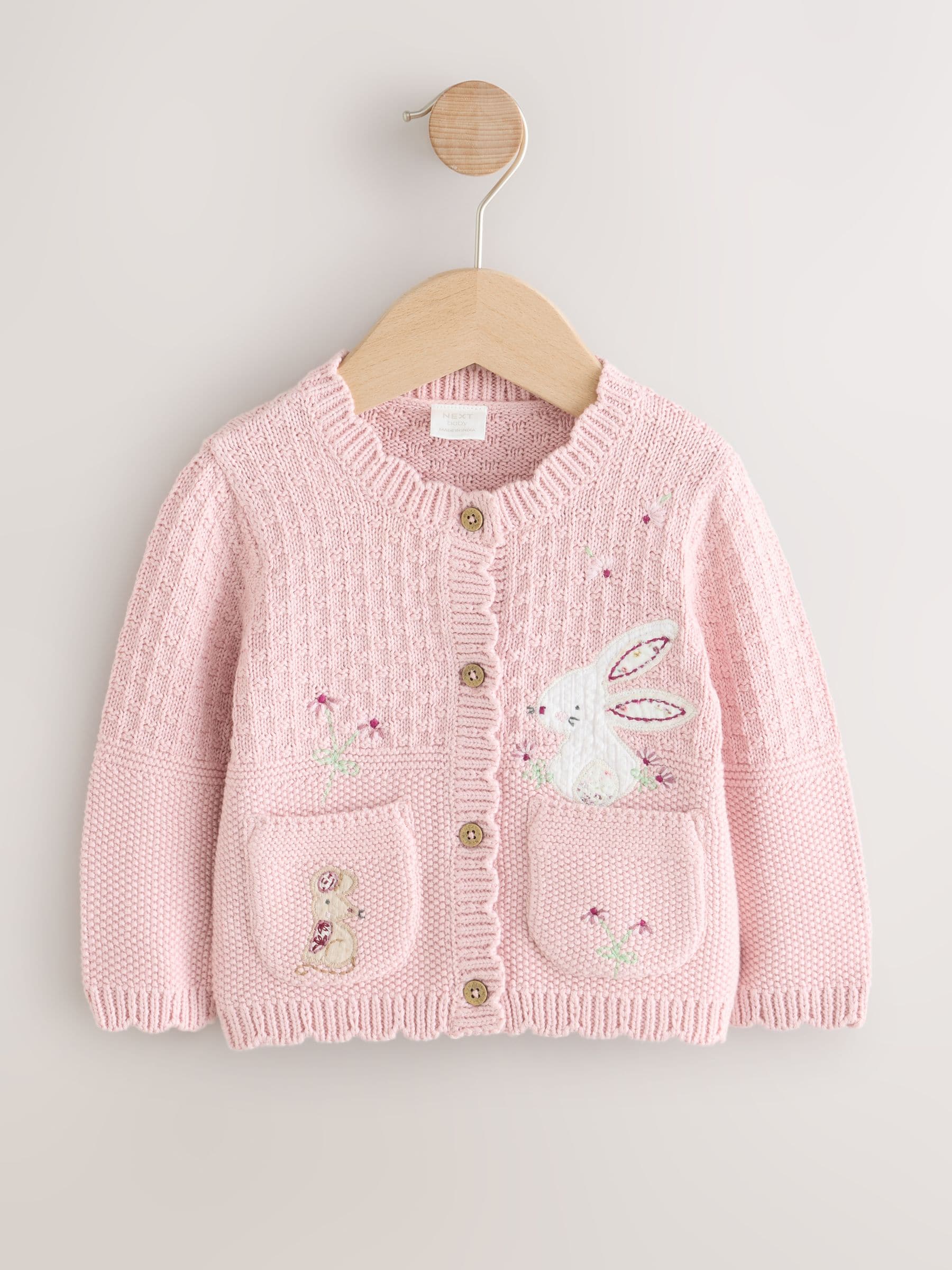 Dsiney Kidz - Pink Embroidered Bunny Knitted Baby Cardigan (0mths-3yrs) image 1