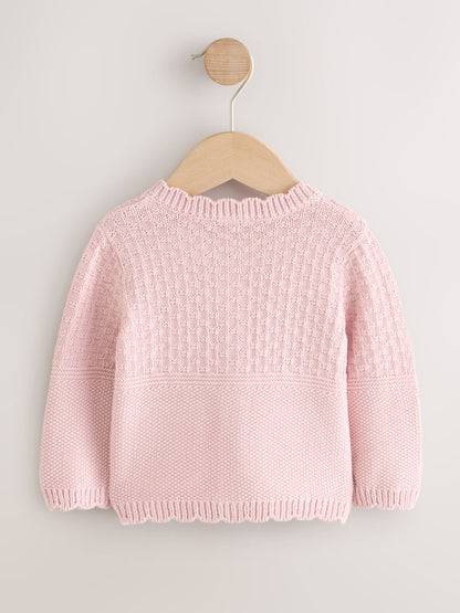 Dsiney Kidz - Pink Embroidered Bunny Knitted Baby Cardigan (0mths-3yrs) image 2