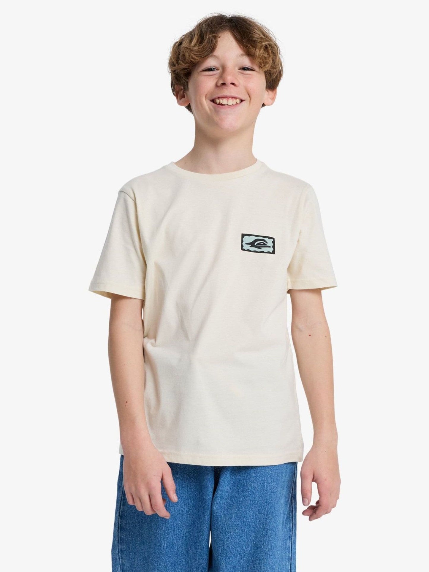 Dsiney Kidz - Quiksilver White Serenity Splash Backprint Graphic Short Sleeve Logo T-Shirt image 3
