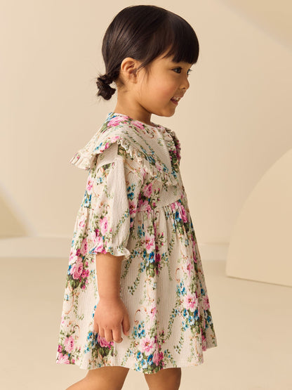 Cream Short Sleeve Collar Dress (3mths-7yrs) image 2