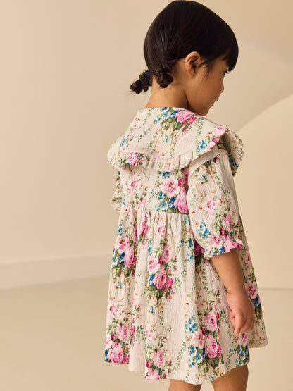Cream Short Sleeve Collar Dress (3mths-7yrs) image 4