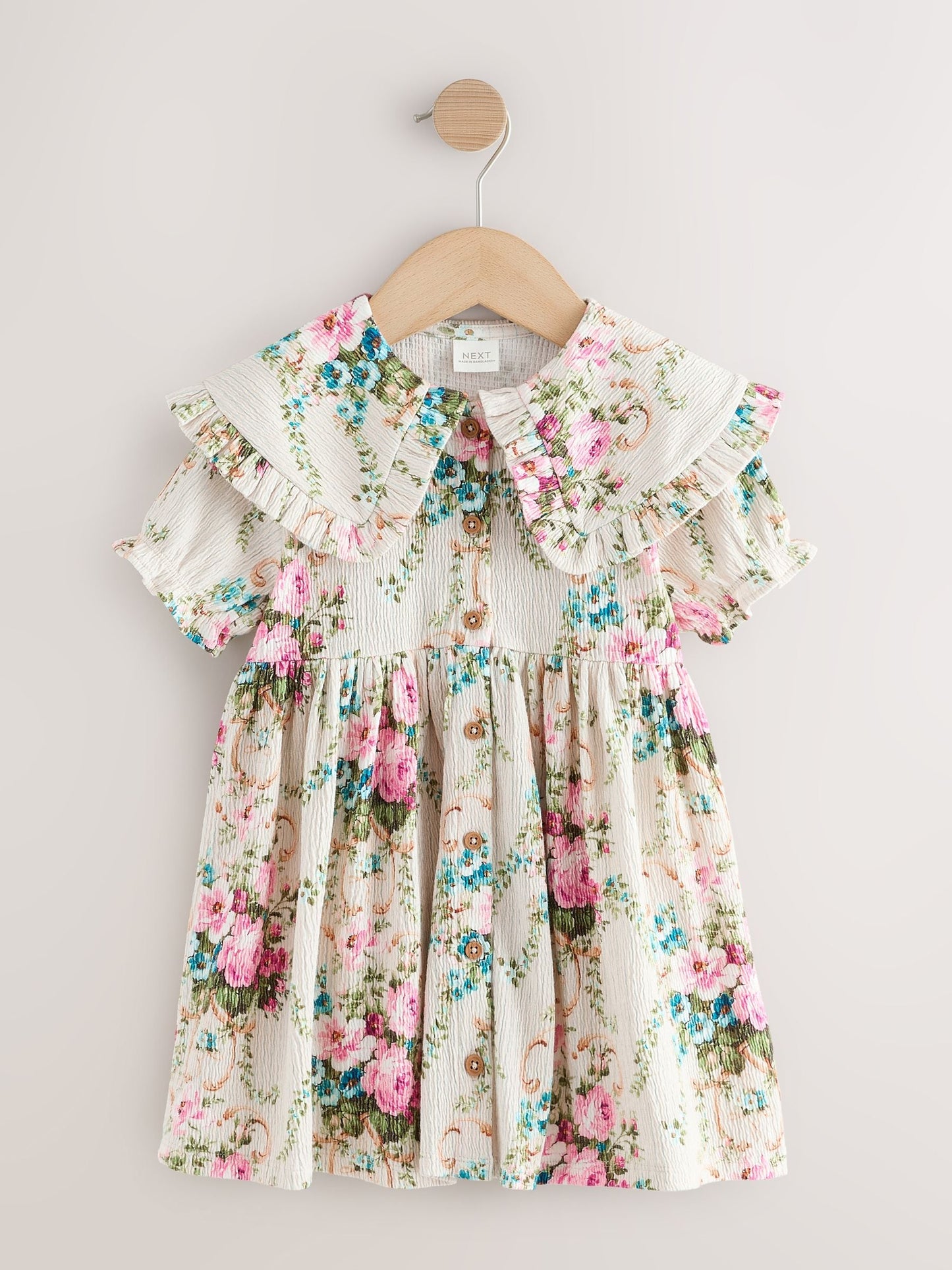 Cream Short Sleeve Collar Dress (3mths-7yrs) image 5