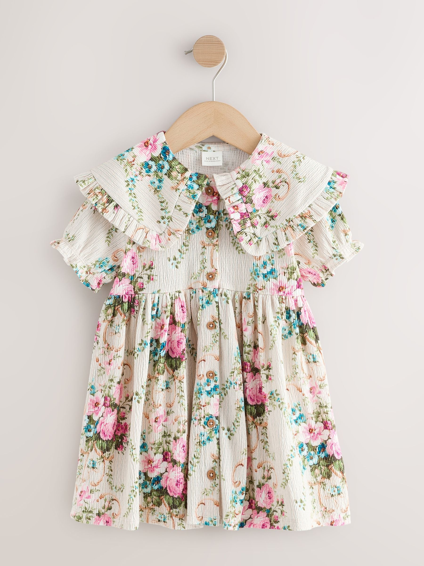 Cream Short Sleeve Collar Dress (3mths-7yrs) image 5