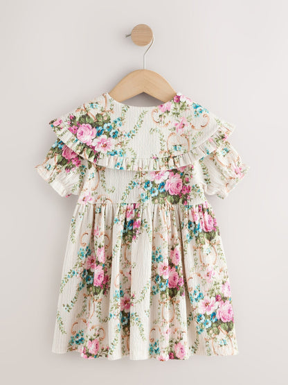 Cream Short Sleeve Collar Dress (3mths-7yrs) image 6
