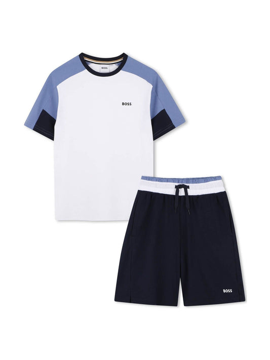 BOSS White Logo Short Sleeve T-Shirt and Bermuda Shorts Set image 1