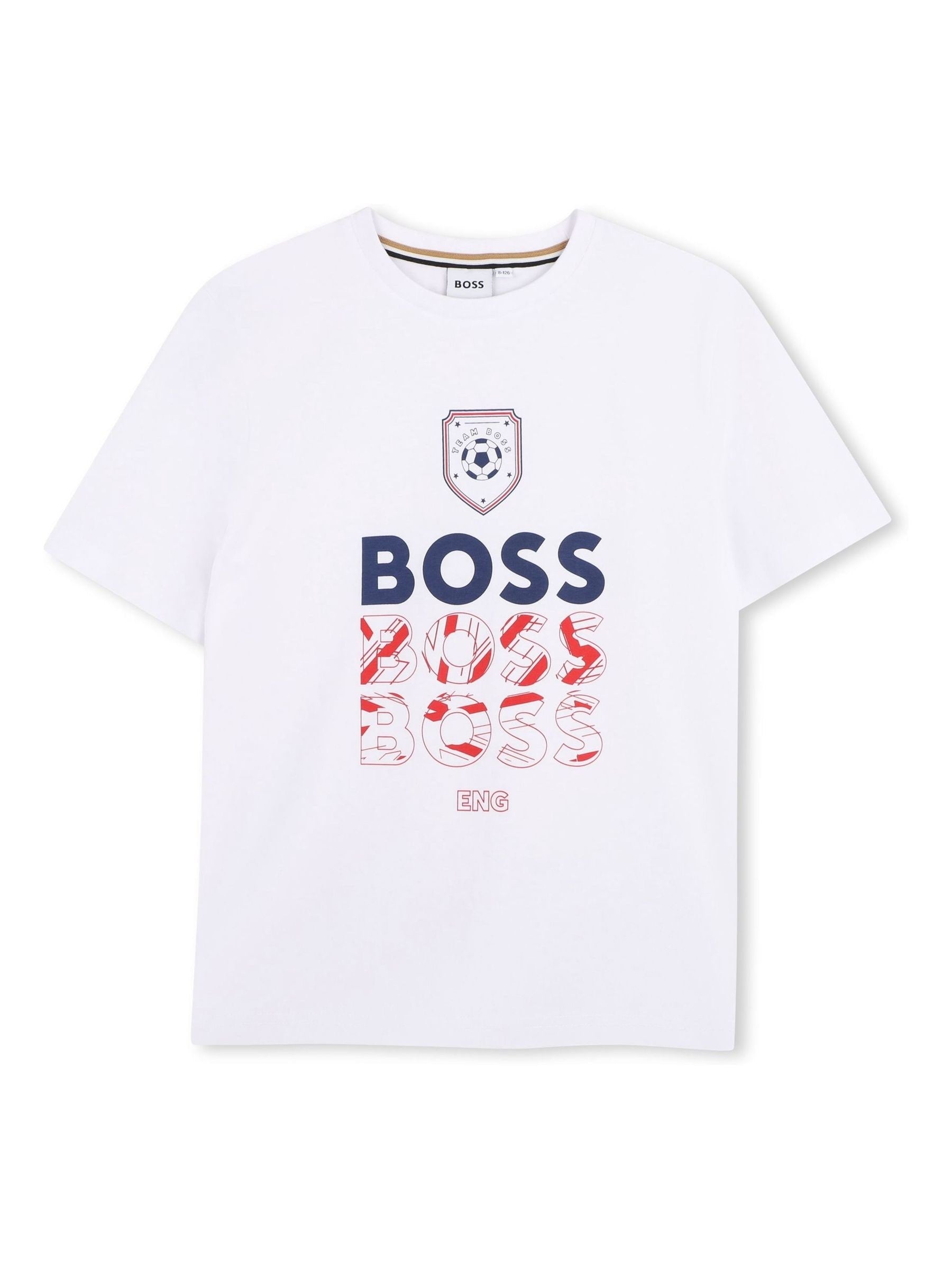 BOSS White World Cup Logo Short Sleeve Crew Neck T-Shirt image 1