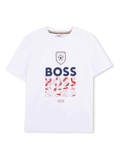 BOSS White World Cup Logo Short Sleeve Crew Neck T-Shirt image 1