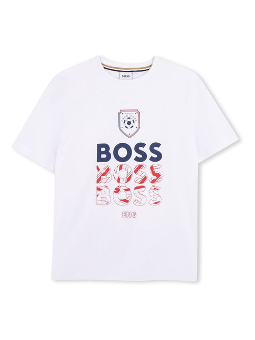 BOSS White World Cup Logo Short Sleeve Crew Neck T-Shirt image 1
