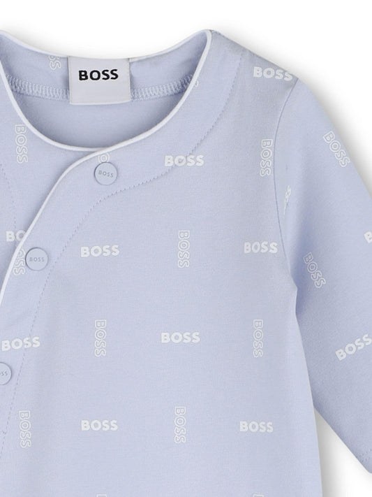 BOSS Blue Baby Pyjama, Bib and Hat Set image 2