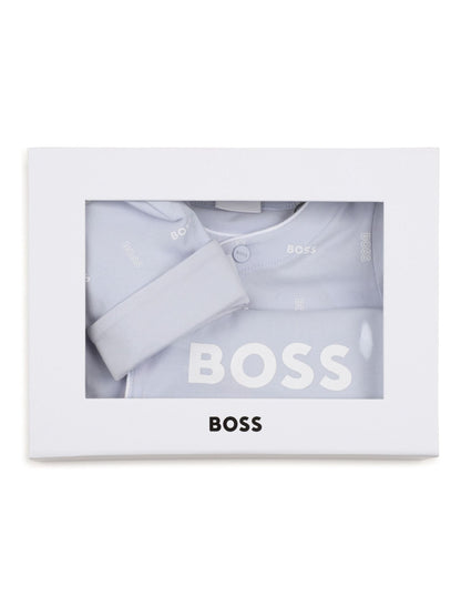 BOSS Blue Baby Pyjama, Bib and Hat Set image 3
