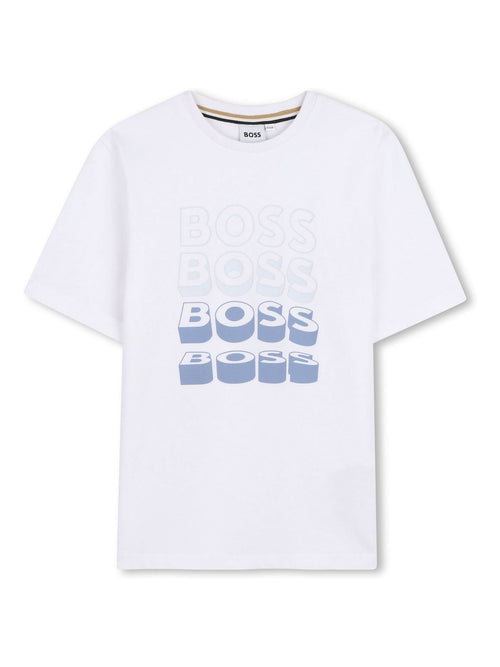 BOSS White Graphic Logo Crew Neck Short Sleeve T-Shirt image 1