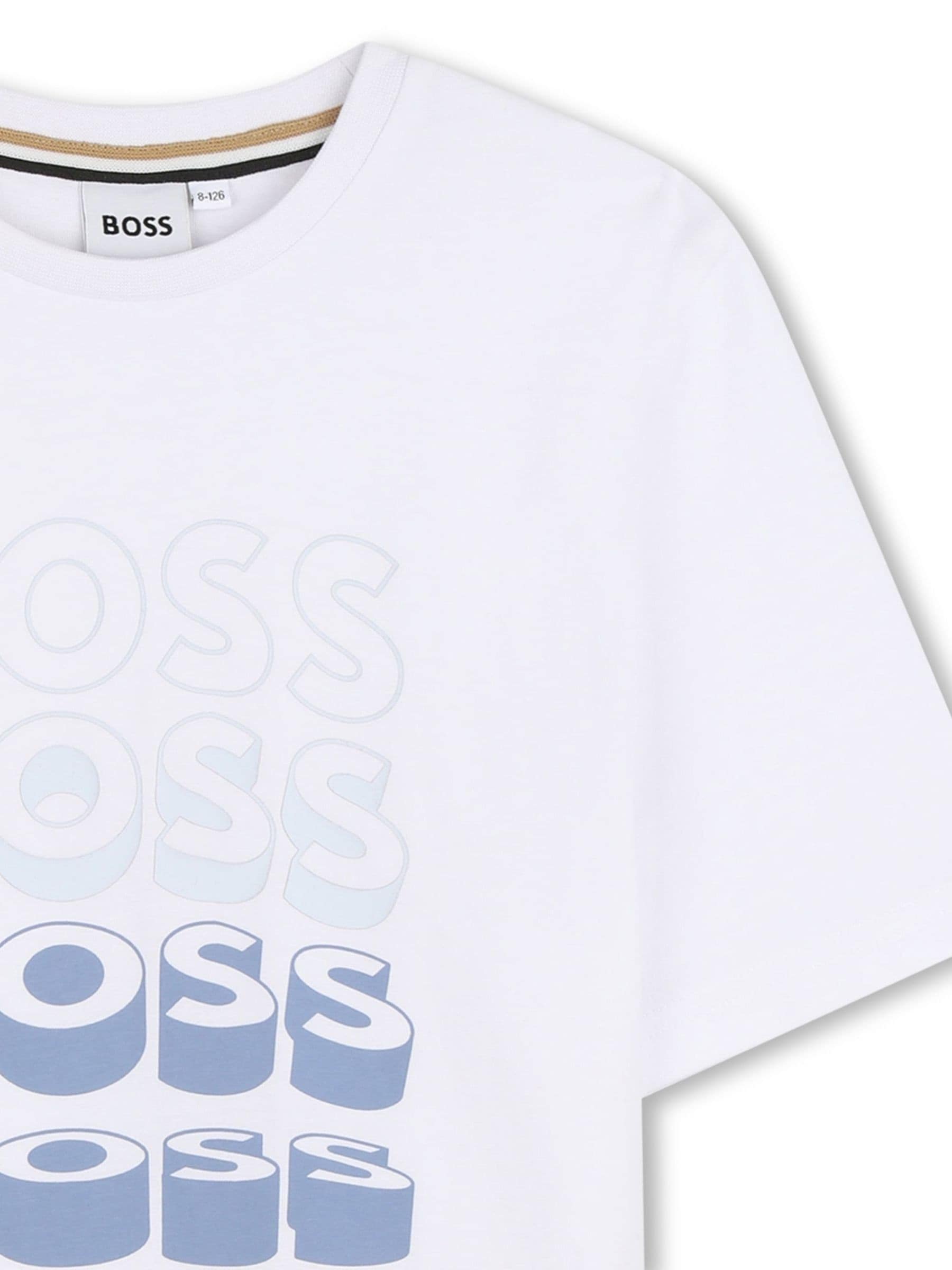 BOSS White Graphic Logo Crew Neck Short Sleeve T-Shirt image 3