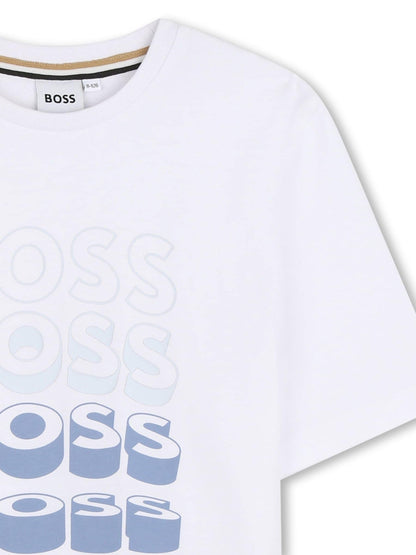 BOSS White Graphic Logo Crew Neck Short Sleeve T-Shirt image 3
