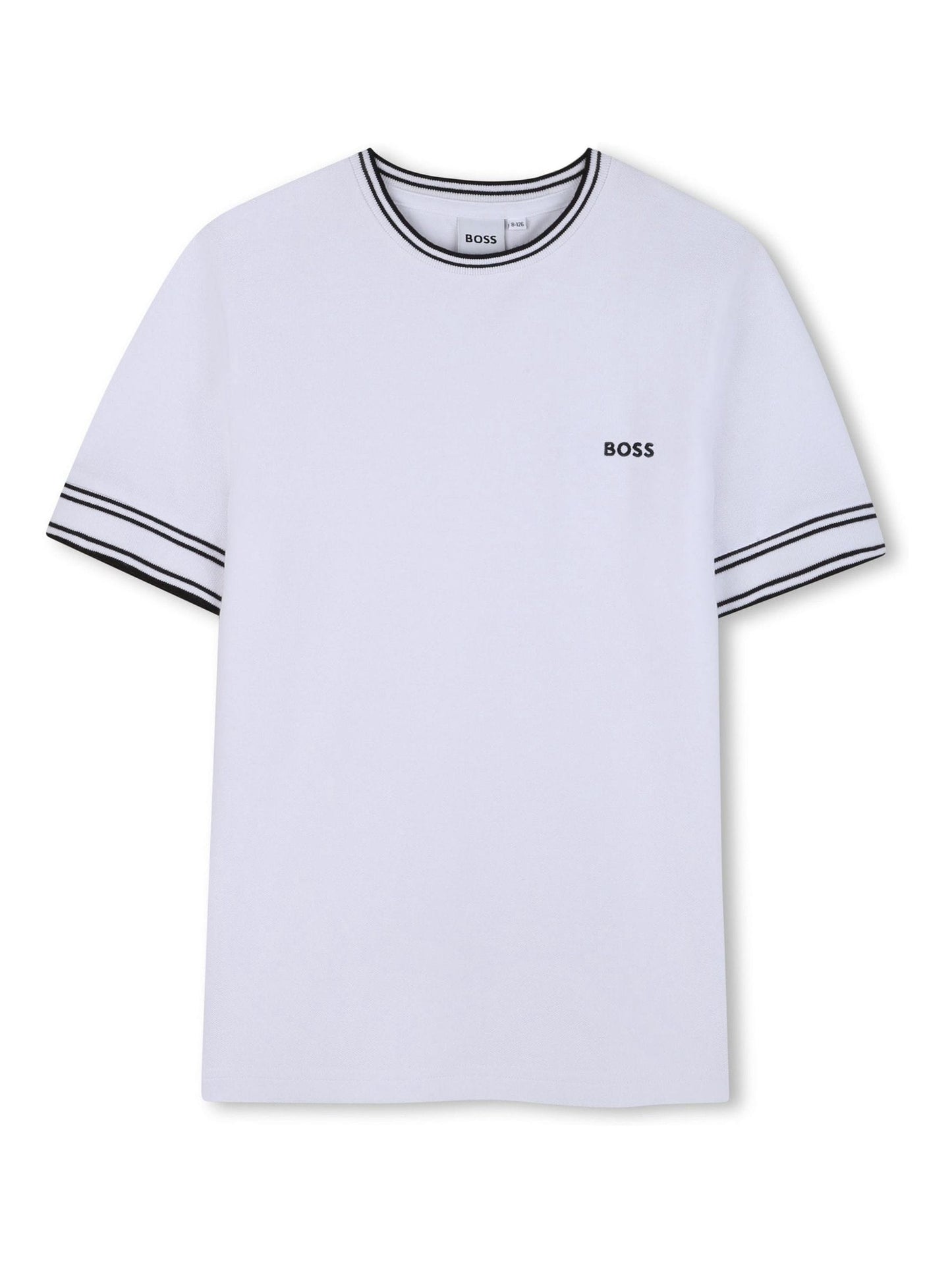 BOSS White Logo Short Sleeve Stripe T-Shirt image 1