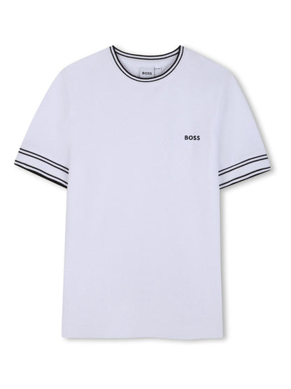BOSS White Logo Short Sleeve Stripe T-Shirt image 1