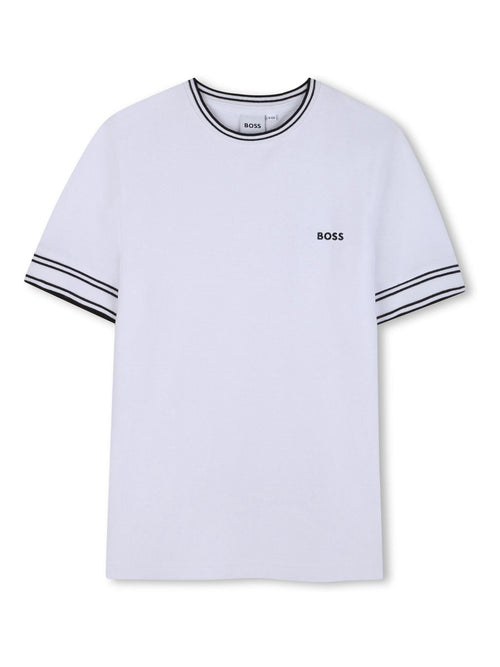 BOSS White Logo Short Sleeve Stripe T-Shirt image 1