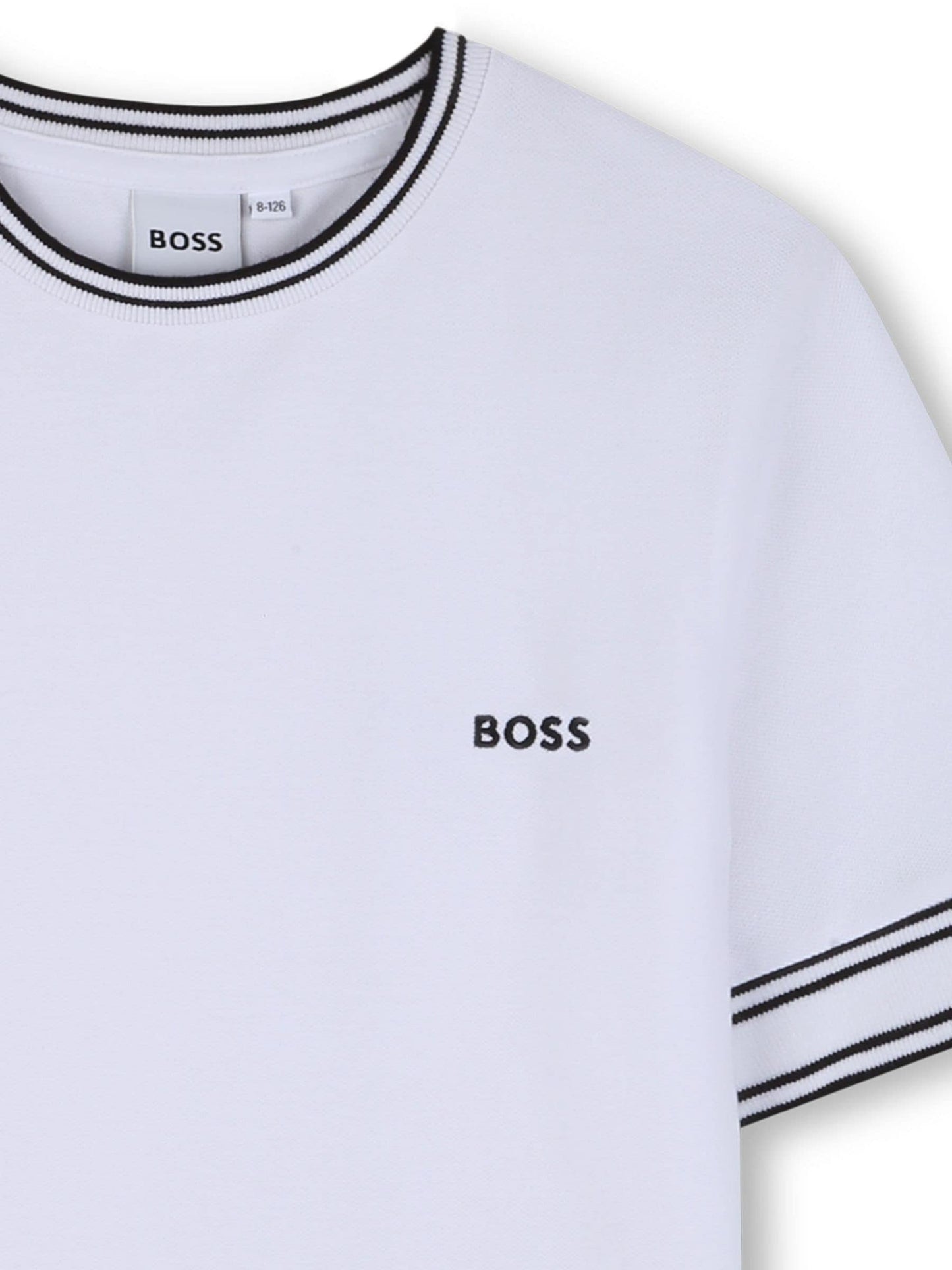 BOSS White Logo Short Sleeve Stripe T-Shirt image 3