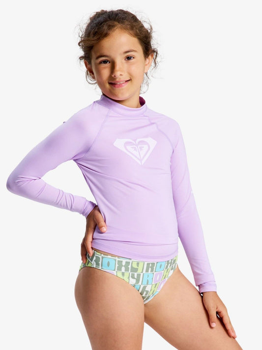 Dsiney Kidz - Roxy Purple Whole Hearted Long Sleeve Logo Rash Vest image 1