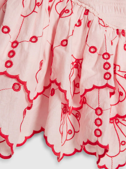River Island Pink Long Sleeve Embroidered Shirred Dress image 4