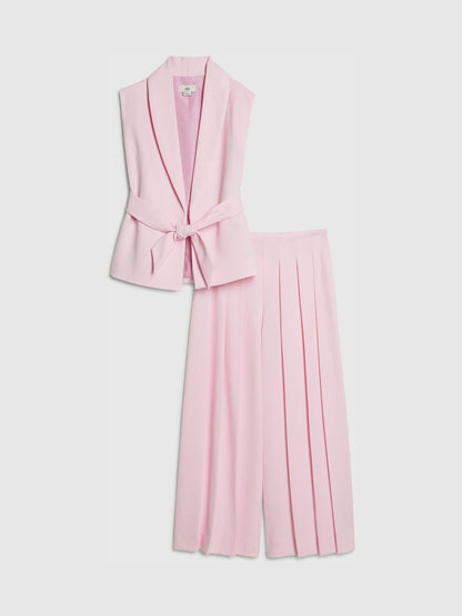 Dsiney Kidz - River Island Pink Sleeveless Blazer & Pleated Trousers Set image 2