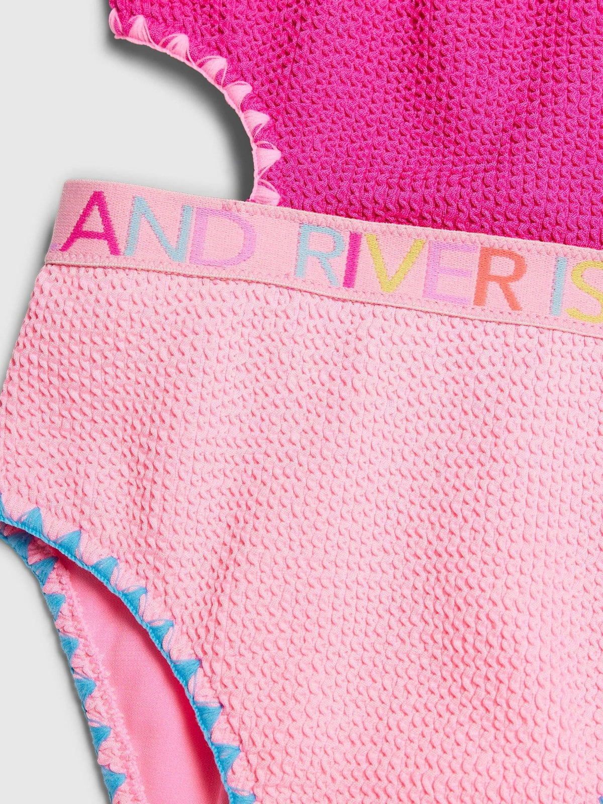 Dsiney Kidz - River Island Pink Asymmetric Textured Logo Swimsuit image 4