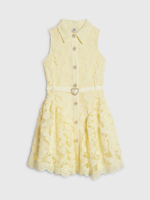 River Island Yellow Bow Lace Belted Prom Dress image 1