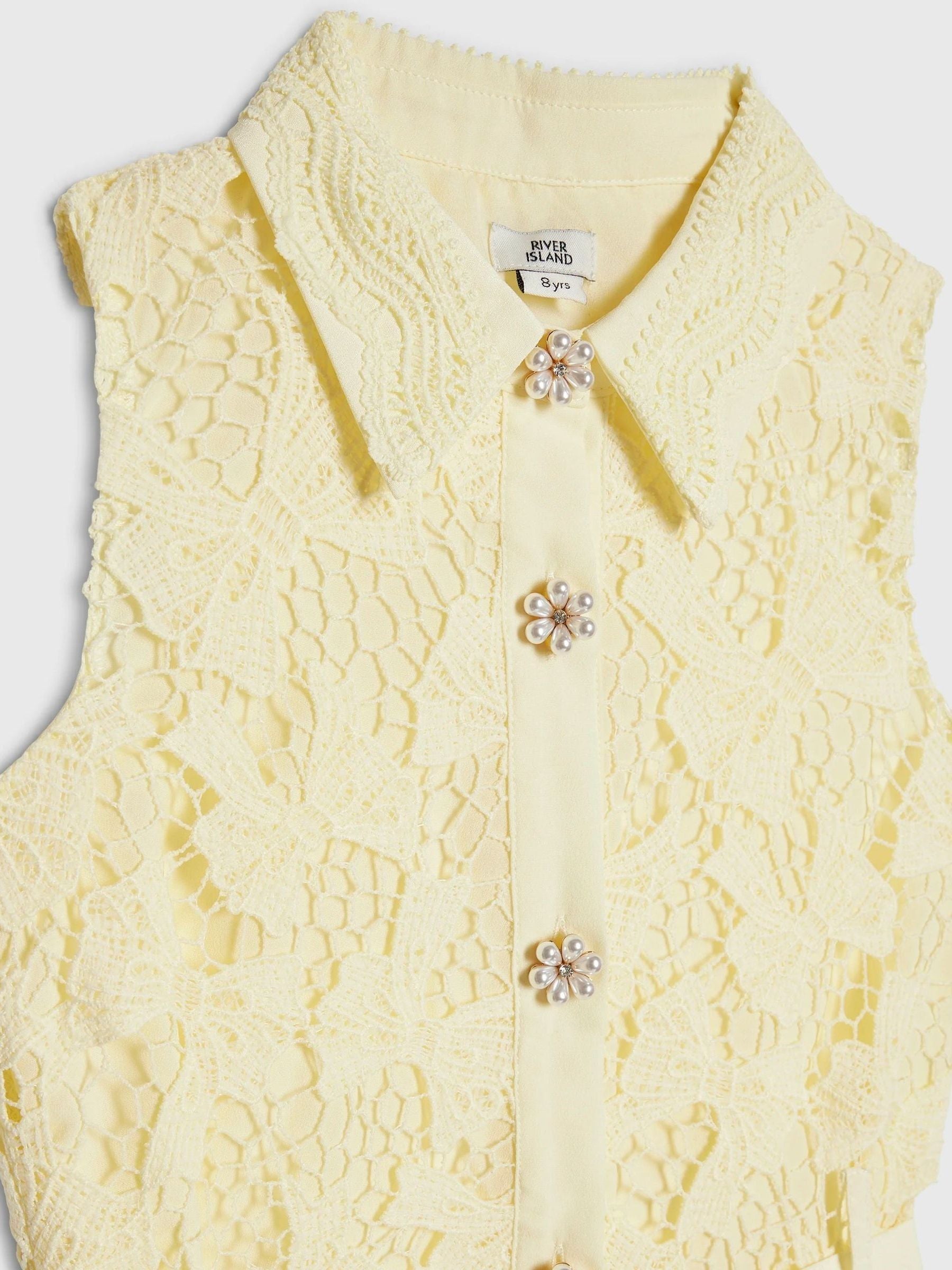 River Island Yellow Bow Lace Belted Prom Dress image 3